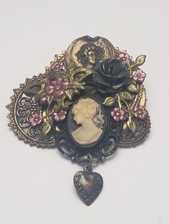 Montage Designs Jewelry - MONTAGE DESIGNS 1998 Cameo Mixed Metals Brooch Pin